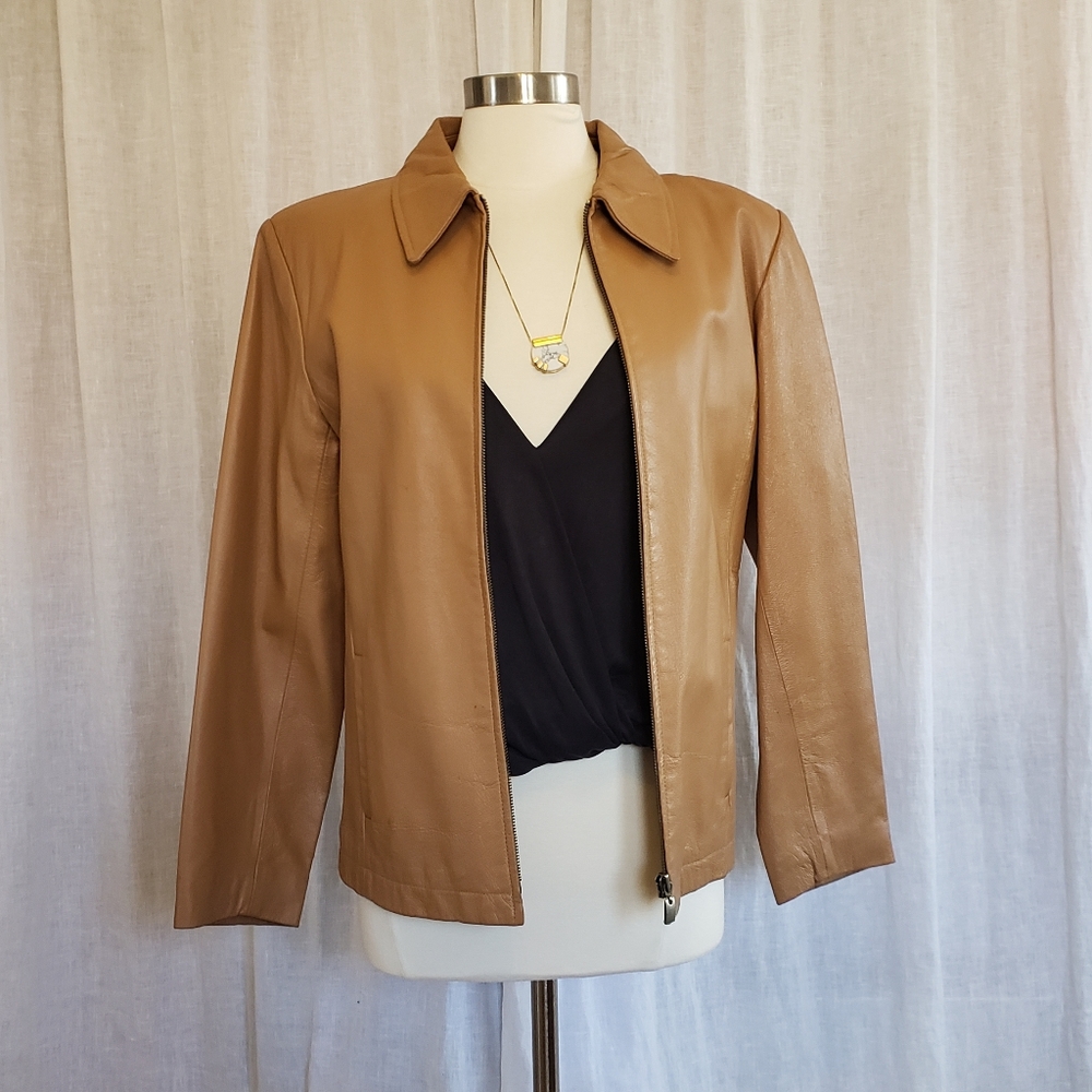 Camel Leather Jacket by Bagatelle